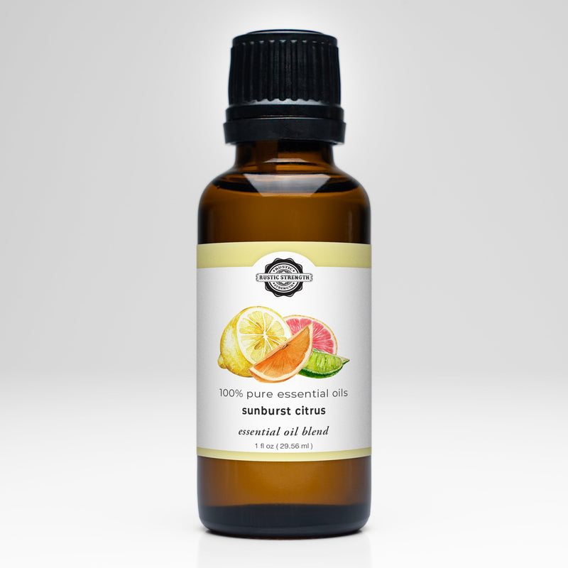Rustic Strength Sunburst Citrus Essential Oil Blend Scenting Oil Light Gray 1 oz Bottle