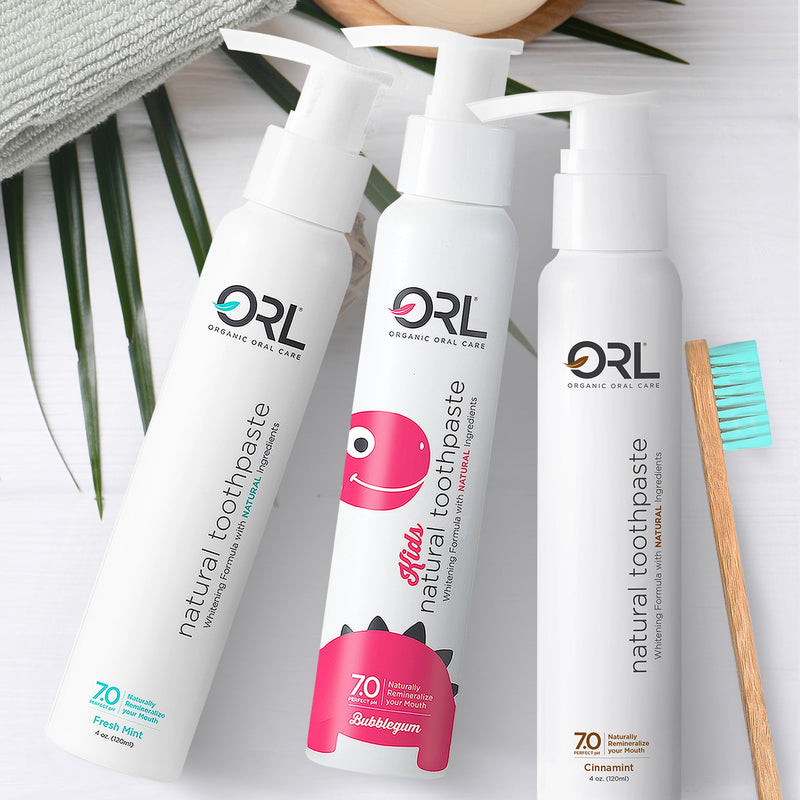 ORL Fluoride-free Toothpaste with Natural Hydroxyapatite Toothpaste Light Gray Fresh Mint,Cinnamint,Kids Bubblegum