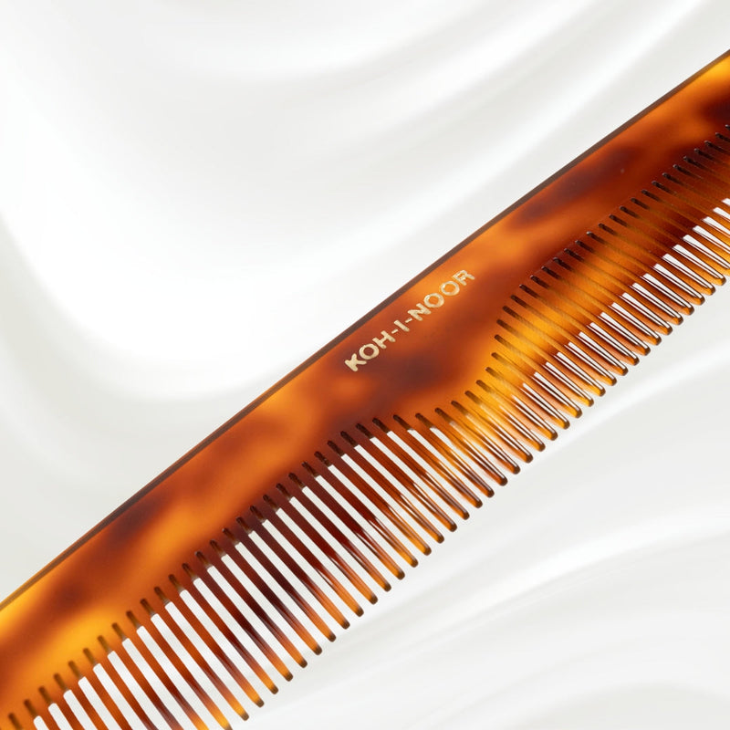 KOH-I-NOOR Beauty USA Jaspè Dual-Tooth Comb - Wide & Narrow Teeth for Detangling & Smoothing Combs White Smoke Large,Medium,Small