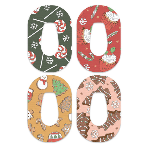 Peelz Christmas Treats Variety Dexcom G6 Patch Tape - Pump Peelz Patch Medical Tape White Smoke 12-Pack (Set of 12 Patches),4-Pack (Set of 4 Patches)