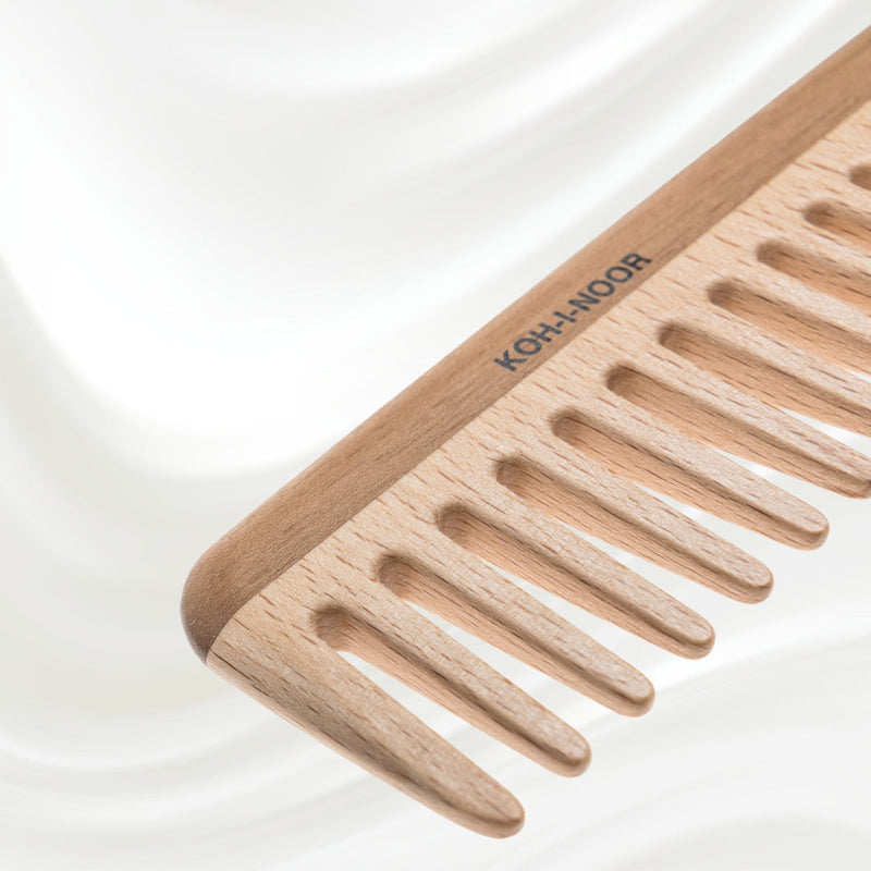 KOH-I-NOOR Beauty USA Legno Beech and Kotibe Wood Wide Tooth Comb Comb White Smoke