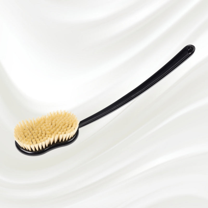 KOH-I-NOOR Beauty USA Natural Bristle Shower Back Brush - Long Handle for Full Back Exfoliation (48cm) Bath & Body Brushes White Smoke