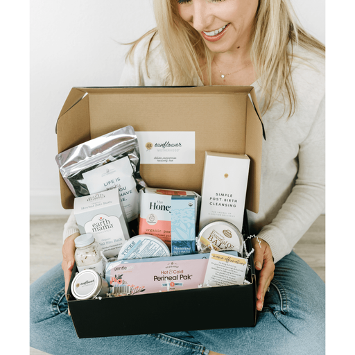 Sunflower Motherhood Deluxe Postpartum Recovery Box Baby Gift Set Gray