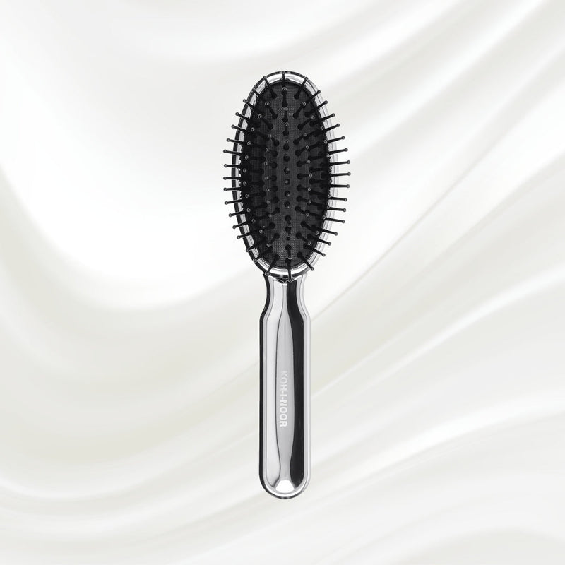 KOH-I-NOOR Beauty USA Metallic Pneumatic Oval Synthetic Pin Hairbrush Hair Brush Lavender Chrome / Small
