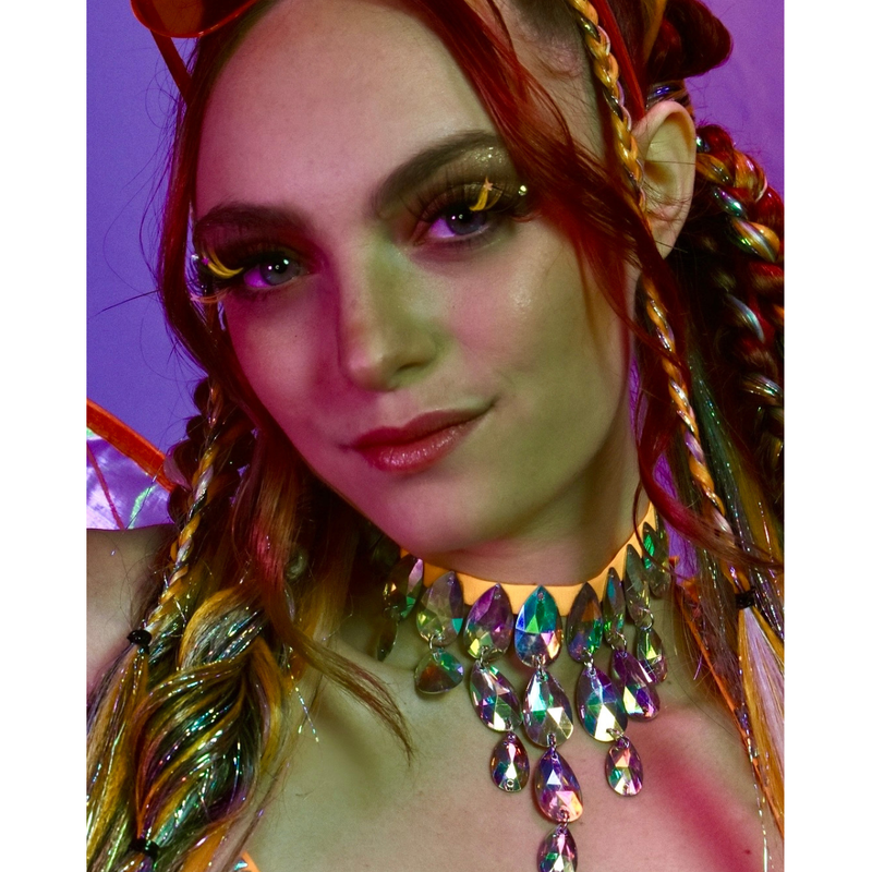 Lunautics Sorbet Sparkle - Faux Mink Glam Glitter & Rhinestone Glitter Lashes False Eyelashes Saddle Brown