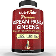 Nutrivein Nutrivein Korean Red Panax Ginseng 1600mg – Extra Strength Formula - 180 Capsules FA-51VI-YB0U White Smoke