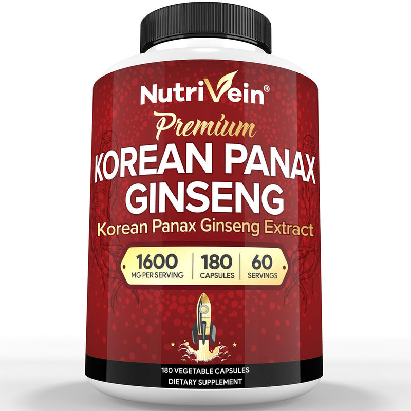 Nutrivein Nutrivein Korean Red Panax Ginseng 1600mg – Extra Strength Formula - 180 Capsules FA-51VI-YB0U White Smoke