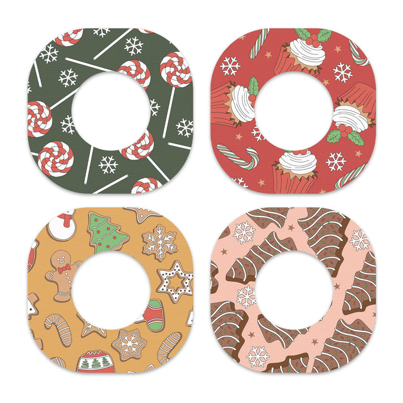 Peelz Christmas Treats Variety Dexcom G7 and Stelo Patch Tape - Pump Peelz Patch Medical Tape White Smoke 12-Pack (Set of 12 Patches),4-Pack (Set of 4 Patches)