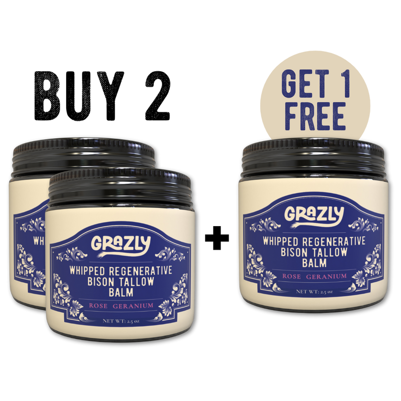 Grazly Whipped Bison Tallow & Manuka Honey Moisturizing Balm Black Rose Geranium / Buy 2 Get 1 Free