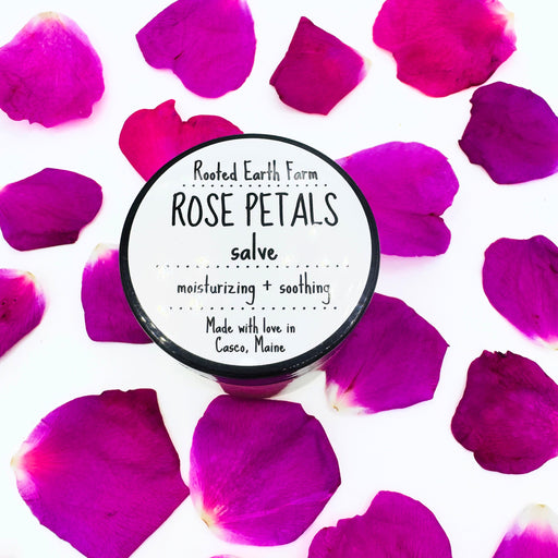 Rooted Earth Farm + Apothecary Rose Petals Salve Herbal Salves + Balms White Smoke 1 oz