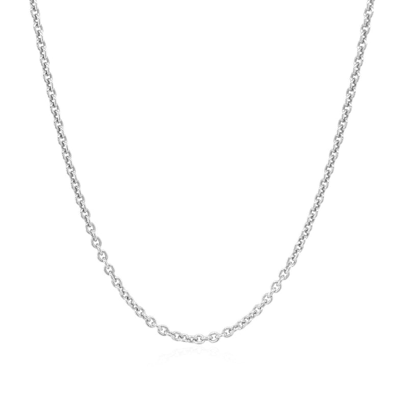 Bids.com Sterling Silver Rhodium Plated Round Cable Chain 1.8mm Necklaces White Smoke 16 / Sterling Silver,18 / Sterling Silver,20 / Sterling Silver,24 / Sterling Silver