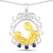 Bids.com 0.12 Carat Genuine Blue Sapphire .925 Sterling Silver Pendant Pendants White Smoke size 18.00