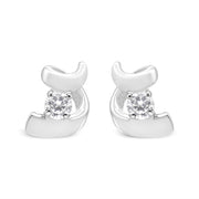 Bids.com 10K White Gold 1/10 Cttw Round Brilliant-Cut Diamond Espira Swirls Solitaire Push Back Stud Earrings (I-J Color, I1-I2 Clarity) Earrings White Smoke Yellow.Gold / 0.1,White.Gold / 0.1