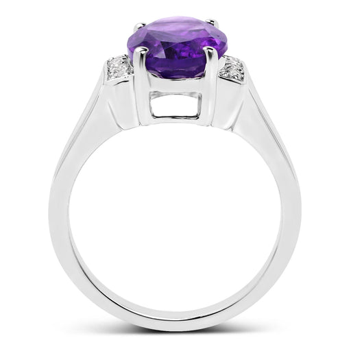Bids.com 3.12 Carat Genuine  Amethyst and White Topaz .925 Sterling Silver Ring Rings White Smoke size 8.00,size 6.00,size 7.00,size 5.00,size 9.00