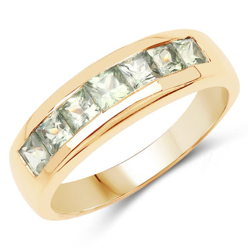 Bids.com 14K Yellow Gold Plated 1.26 Carat Genuine Green Sapphire .925 Sterling Silver Ring Rings White Smoke size 5.50,size 7.50,size 6.00,size 7.00,size 8.00,size 9.00