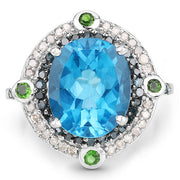 Bids.com 5.84 Carat Genuine Multi Stones .925 Sterling Silver Ring Rings White Smoke size 6.00,size 7.00,size 8.00,size 9.00,size 5.00