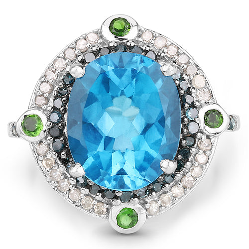 Bids.com 5.84 Carat Genuine Multi Stones .925 Sterling Silver Ring Rings White Smoke size 6.00,size 7.00,size 8.00,size 9.00,size 5.00