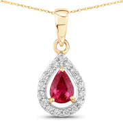 Bids.com 1.03 Carat Genuine Ruby and White Diamond 14K Yellow Gold Pendant Pendants White Smoke