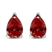 Bids.com 14K White Gold 1/2 Cttw Lab Grown Pink Pear Diamond 3 Prong Set Martini Solitaire Stud Earrings (Pink Color, VS2-SI1 Clarity) Earrings White Smoke White.Gold / 0.5
