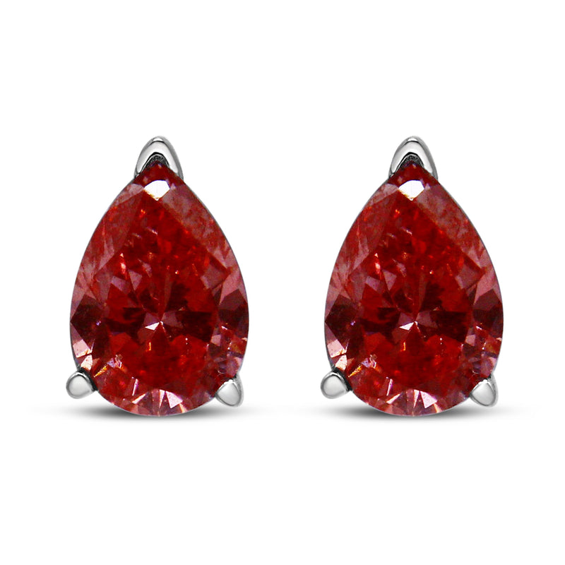 Bids.com 14K White Gold 1/2 Cttw Lab Grown Pink Pear Diamond 3 Prong Set Martini Solitaire Stud Earrings (Pink Color, VS2-SI1 Clarity) Earrings White Smoke White.Gold / 0.5