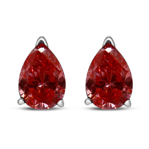Bids.com 14K White Gold 1/2 Cttw Lab Grown Pink Pear Diamond 3 Prong Set Martini Solitaire Stud Earrings (Pink Color, VS2-SI1 Clarity) Earrings White Smoke White.Gold / 0.5
