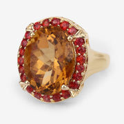 Bids.com 9.38 Carat Genuine Citrine and Orange Sapphire .925 Sterling Silver Ring Rings White Smoke size 5.00,size 6.00,size 7.00,size 8.00,size 9.00