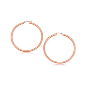 Bids.com 14k Rose Gold Polished Hoop Earrings (25 mm) Earrings White Smoke Rose Gold