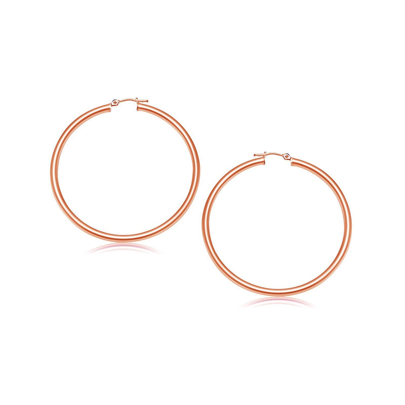Bids.com 14k Rose Gold Polished Hoop Earrings (25 mm) Earrings White Smoke Rose Gold