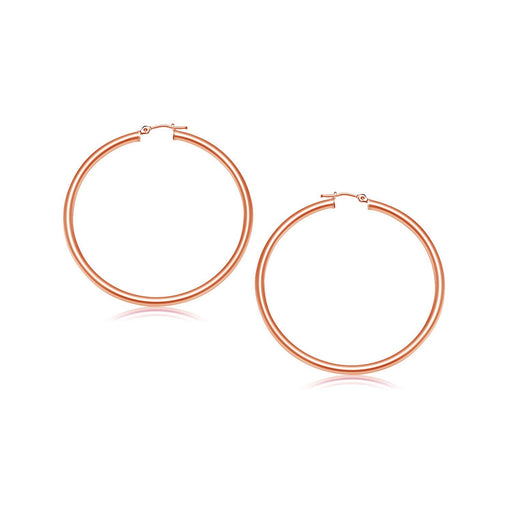 Bids.com 14k Rose Gold Polished Hoop Earrings (25 mm) Earrings White Smoke Rose Gold