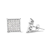 Bids.com 10K White Gold 3/4 Cttw Princess Diamond Composite Stud Earrings (I-J Color, I1-I2 Clarity) Earrings White Smoke White.Gold / 0.75