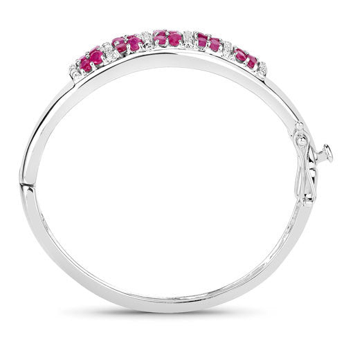 Bids.com 6.65 Carat Genuine Ruby and White Topaz .925 Sterling Silver Bracelet Bracelets White Smoke size 7.00,size 7.50