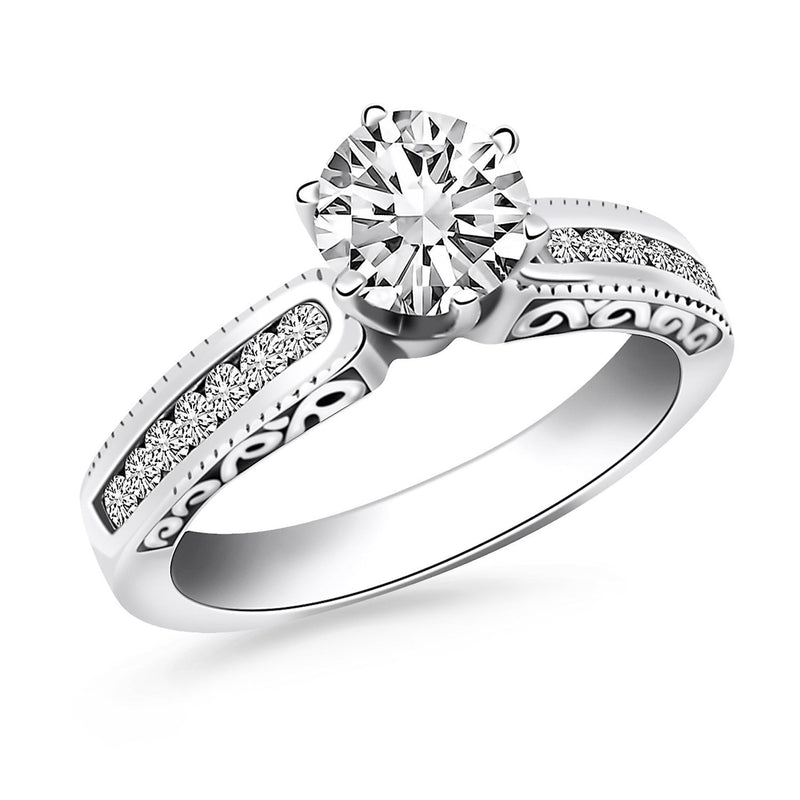 Bids.com 14k White Gold Channel Set Engagement Ring with Engraved Sides Rings White Smoke 4 / White Gold,4.5 / White Gold,5 / White Gold,5.5 / White Gold,6 / White Gold,6.5 / White Gold,7 / White Gold,7.5 / White Gold,8 / White Gold,8.5 / White Gold,9 / White Gold
