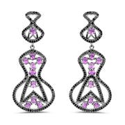Bids.com 5.30 Carat Genuine Amethyst and Black Spinel .925 Sterling Silver Earrings Earrings White Smoke