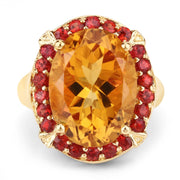 Bids.com 9.38 Carat Genuine Citrine and Orange Sapphire .925 Sterling Silver Ring Rings White Smoke size 5.00,size 6.00,size 7.00,size 8.00,size 9.00