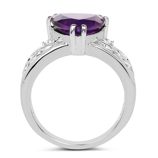 Bids.com 2.71 Carat Genuine Amethyst and White Topaz .925 Sterling Silver Ring Rings White Smoke size 6.00,size 8.00,size 7.00,size 5.00,size 9.00