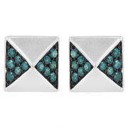 Bids.com 14K White Gold 1/4 Cttw Treated Blue Diamond Pyramid Stud Earring (Blue Color, SI1-SI2 Clarity) Earrings Gray White.Gold / 0.269