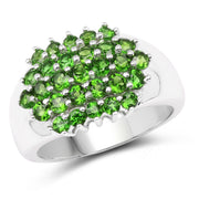 Bids.com 1.93 Carat Genuine Chrome Diopside .925 Sterling Silver Ring Rings White Smoke size 6.00,size 8.00,size 7.00,size 9.00