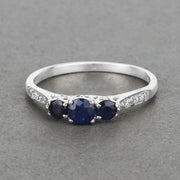 Bids.com 0.56 Carat Genuine Blue Sapphire and White Diamond 14K White Gold Ring Rings Light Slate Gray size 5.00,size 6.00,size 7.00,size 8.00,size 9.00