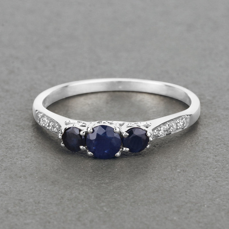 Bids.com 0.56 Carat Genuine Blue Sapphire and White Diamond 14K White Gold Ring Rings Light Slate Gray size 5.00,size 6.00,size 7.00,size 8.00,size 9.00