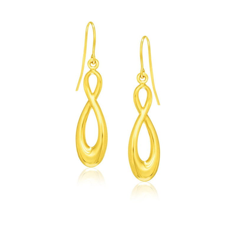 Bids.com 14k Yellow Gold Polished Earrings in Infinity Design Earrings White Smoke Yellow Gold