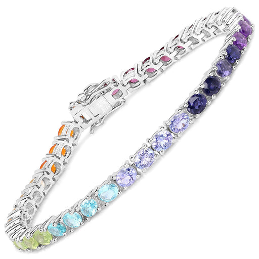 Bids.com 12.04 Carat Genuine Multi Stone .925 Sterling Silver Bracelet Bracelets White Smoke size 7.00,size 8.00,size 7.50
