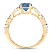 Bids.com 1.27 Carat Genuine Blue Sapphire and White Diamond 14K Yellow Gold Ring Rings White Smoke size 7.00