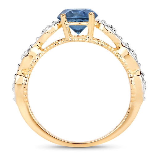 Bids.com 1.27 Carat Genuine Blue Sapphire and White Diamond 14K Yellow Gold Ring Rings White Smoke size 7.00