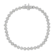 Bids.com .925 Sterling Silver 1.0 Cttw Miracle Set Diamond Heart-Link 7" Tennis Bracelet (I-J Color, I2-I3 Clarity) Bracelets White Smoke 7 / White.Sterling Silver,7 / Yellow.Sterling Silver,7 / Rose.Sterling Silver