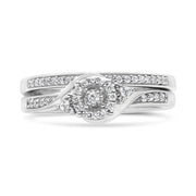 Bids.com .925 Sterling Silver 1/4 Cttw Diamond Halo and Swirl Engagement Ring and Wedding Band Set (I-J Color, I3 Clarity)- Ring Size 7 Rings Gray 7 / White.Sterling Silver,6 / White.Sterling Silver,8 / White.Sterling Silver,5 / White.Sterling Silver,9 / White.Sterling Silver