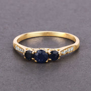 Bids.com 0.56 Carat Genuine Blue Sapphire and White Diamond 14K Yellow Gold Ring Rings Dim Gray size 5.00,size 6.00,size 7.00,size 8.00,size 9.00