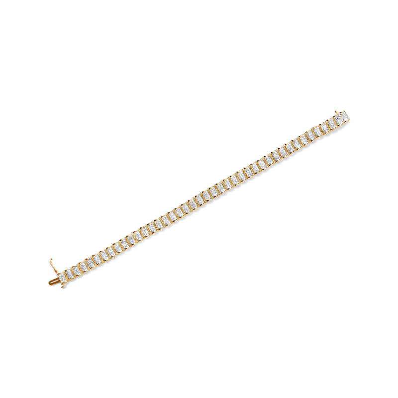 Bids.com 14K Yellow Gold 5.0 Cttw Invisible Set Princess-cut Diamond Buckle Link Tennis Bracelet (H-I Color, SI2-I1 Clarity) - Size 7.25" Bracelets White Smoke White.Gold / 7.5,Yellow.Gold / 7.25