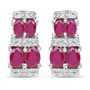 Bids.com 3.20 Carat Glass Filled Ruby .925 Sterling Silver Earrings Earrings White Smoke