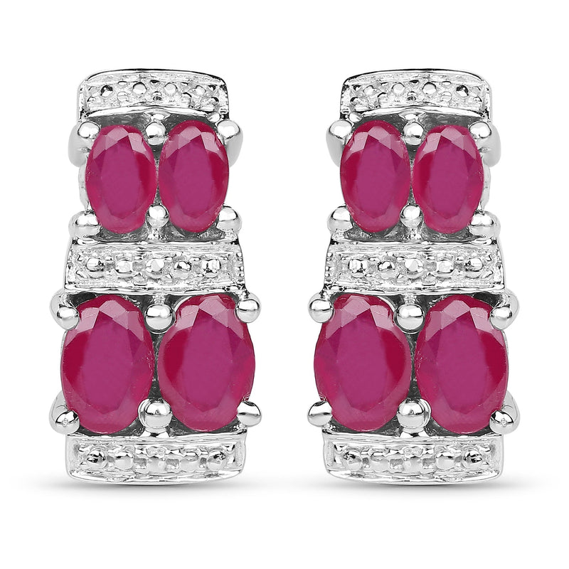 Bids.com 3.20 Carat Glass Filled Ruby .925 Sterling Silver Earrings Earrings White Smoke