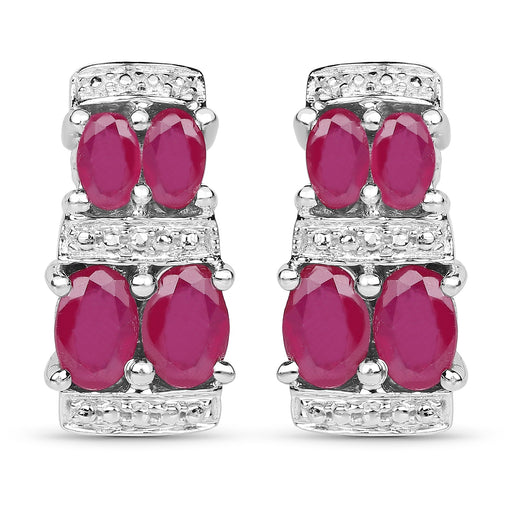 Bids.com 3.20 Carat Glass Filled Ruby .925 Sterling Silver Earrings Earrings White Smoke